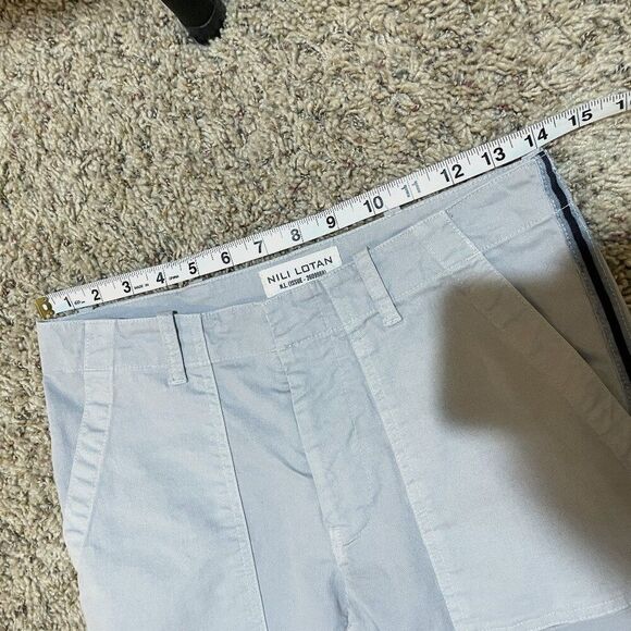 Nili Lotan 0 Jenna Dove Gray Side Stripe Chino Utility Pant Raw Hem Flap Pocket - Picture 10 of 12